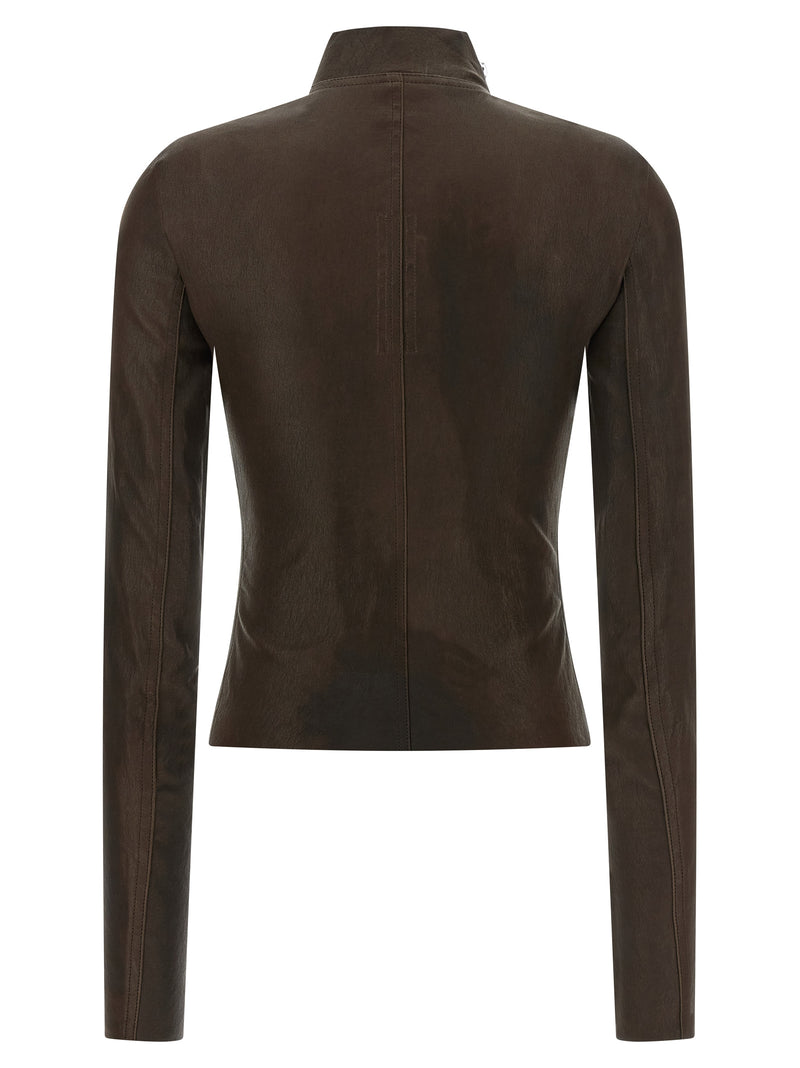Veste en cuir d'agneau marron Rick Owens