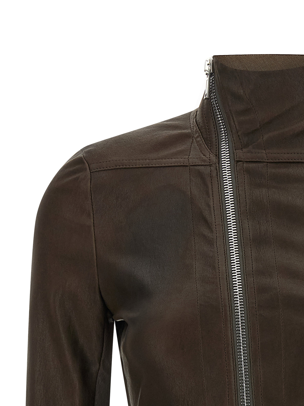 Veste en cuir d'agneau marron Rick Owens
