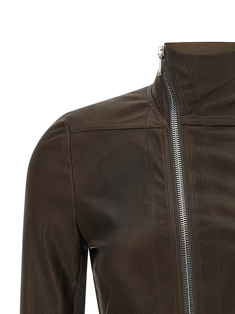Veste en cuir d'agneau marron Rick Owens