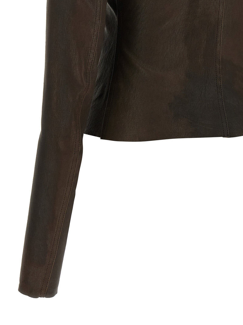 Veste en cuir d'agneau marron Rick Owens