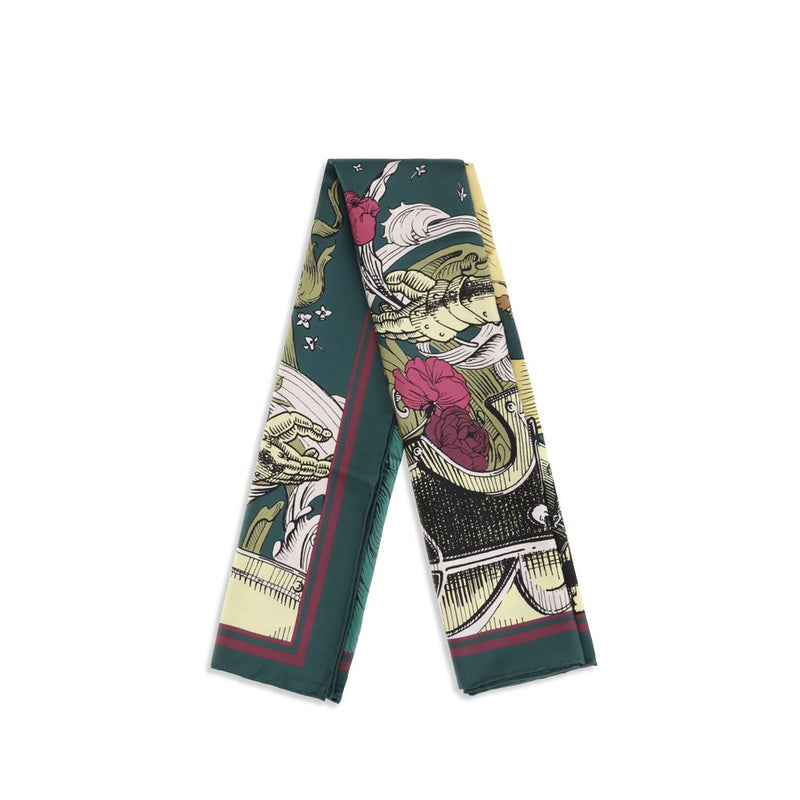 Burberry Bicolor Silk Scarf with Equestrian Knight Design