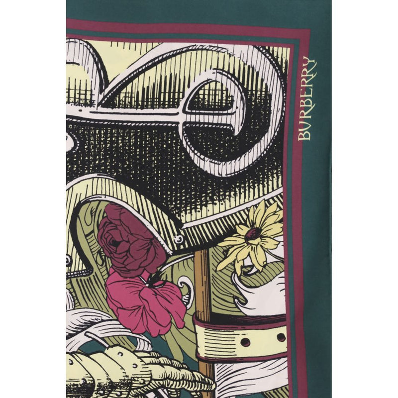 Burberry Bicolor Silk Scarf with Equestrian Knight Design
