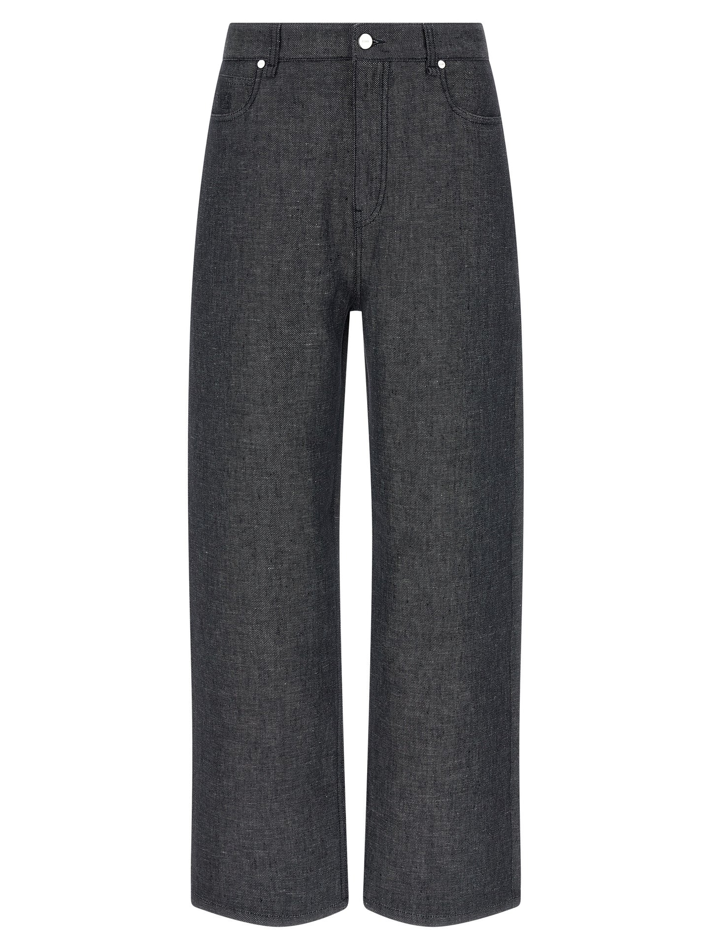 Fendi Gray Linen Straight-Leg Jeans