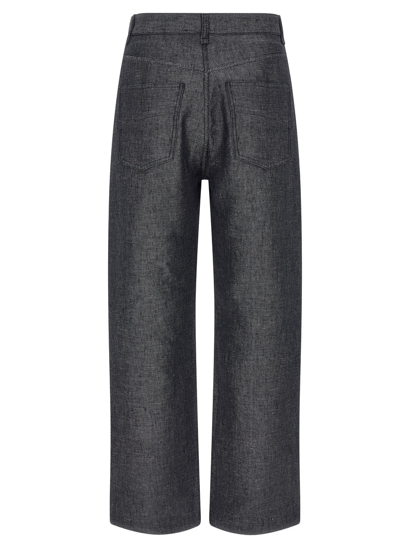 Jean droit en lin gris Fendi
