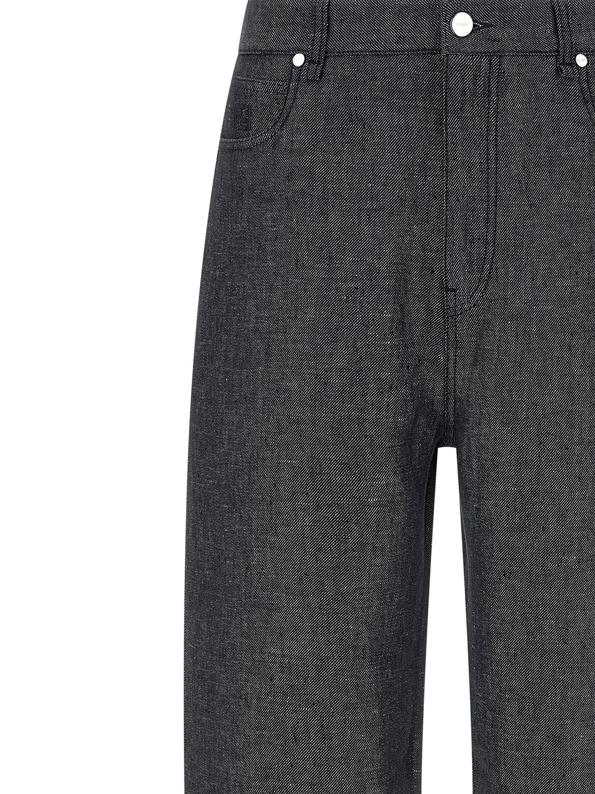 Jean droit en lin gris Fendi