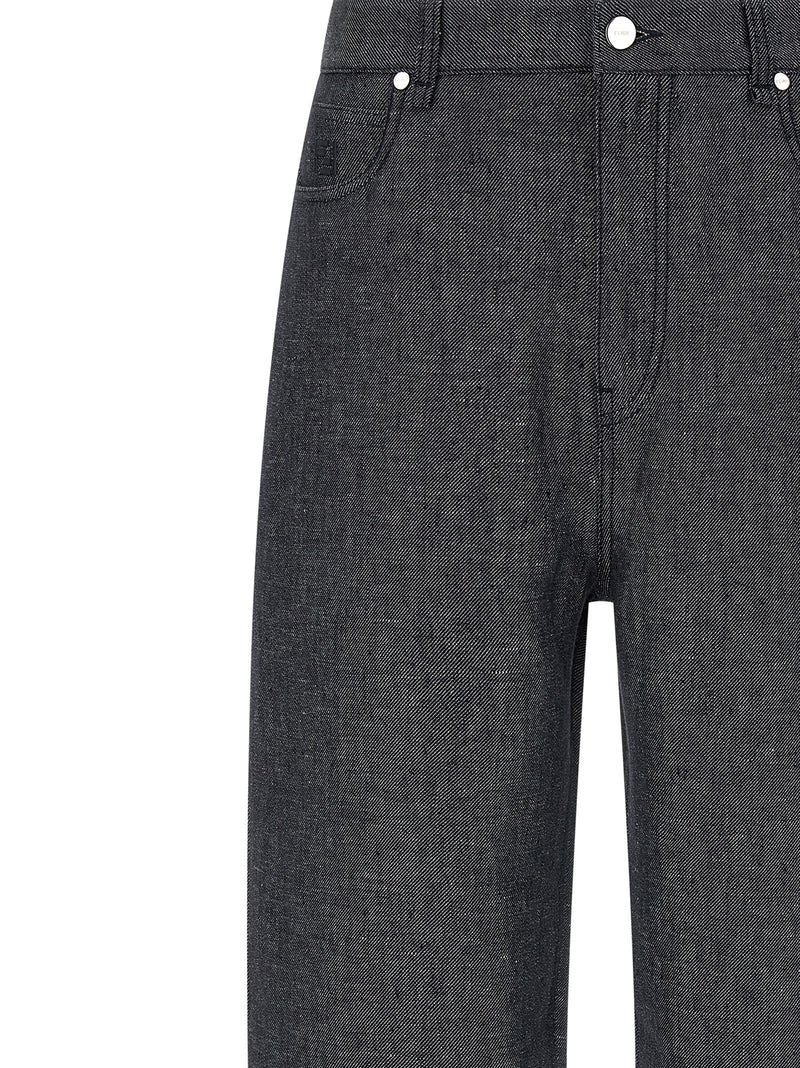 Jean droit en lin gris Fendi