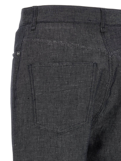 Fendi Gray Linen Straight-Leg Jeans