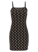 Marine Serre Black Polyamide Short Dress with Moon Print