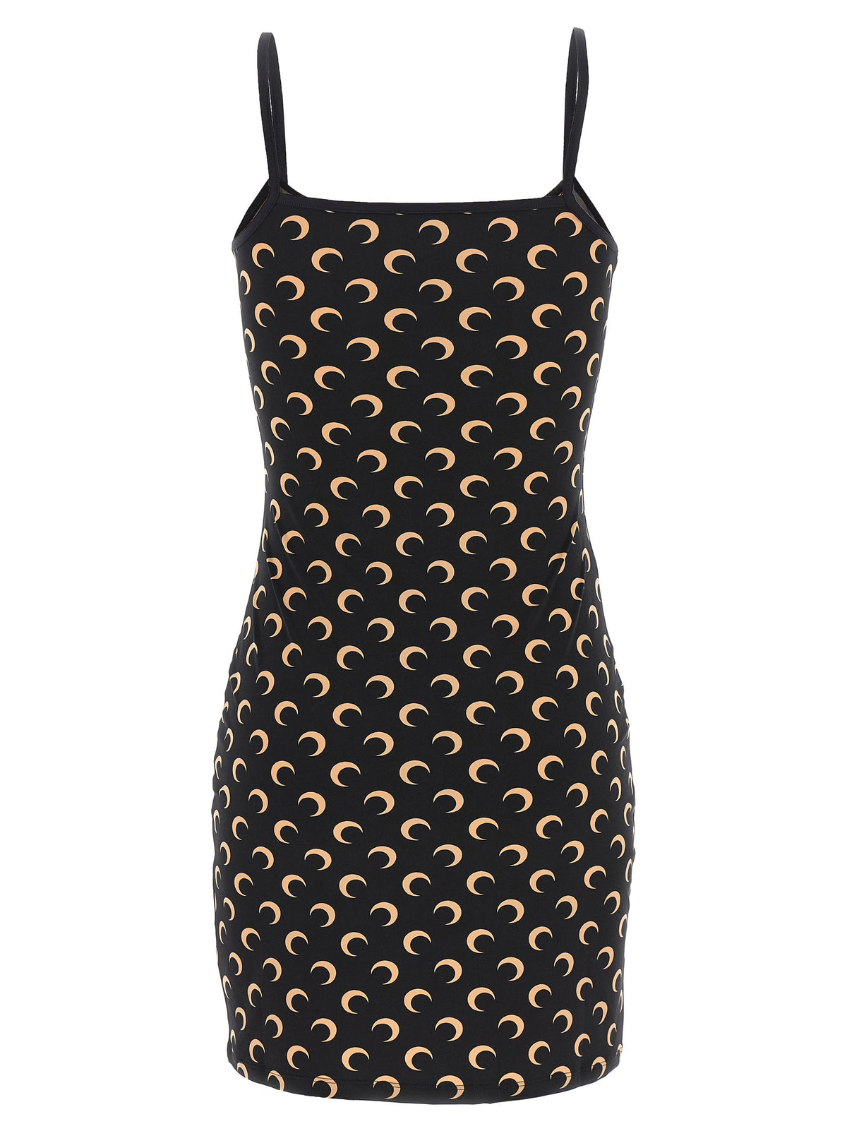 Marine Serre Black Polyamide Short Dress with Moon Print