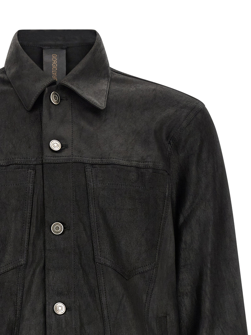 GIORGIO BRATO Blouson en cuir d'agneau noir