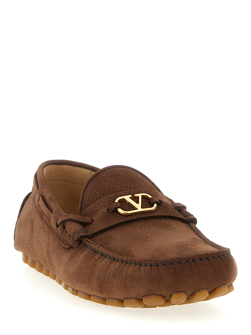 Valentino Garavani Brown Calfskin Slip-On Loafers