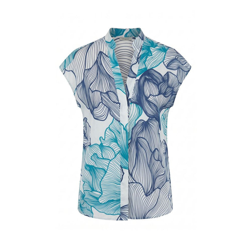 Malo Blue Cotton Sleeveless Shirt for Women