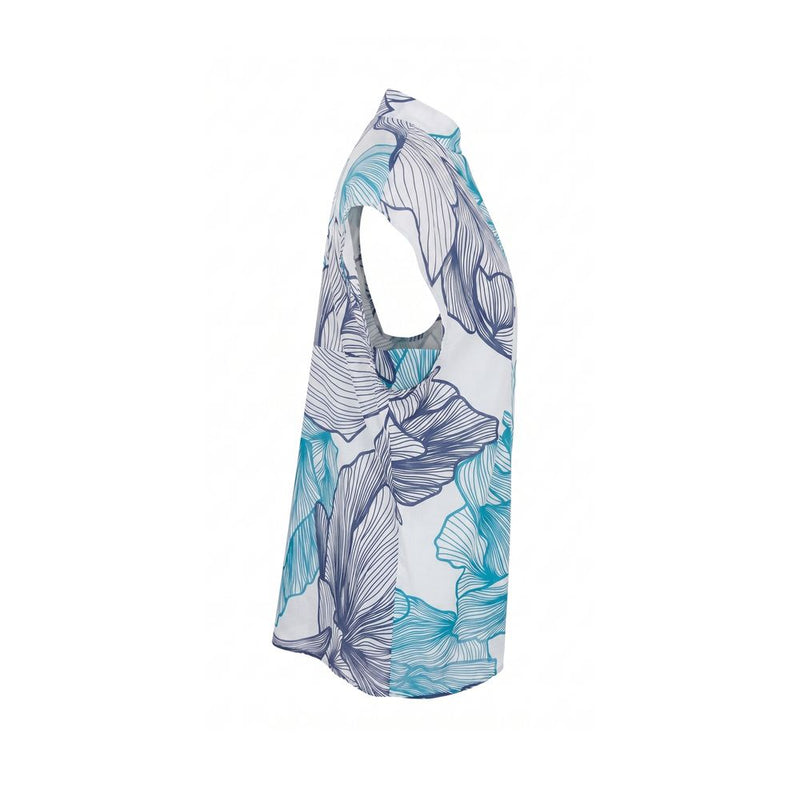 Malo Blue Cotton Sleeveless Shirt for Women