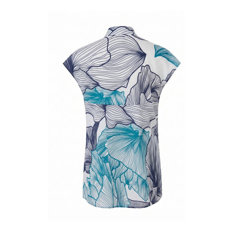 Malo Blue Cotton Sleeveless Shirt for Women