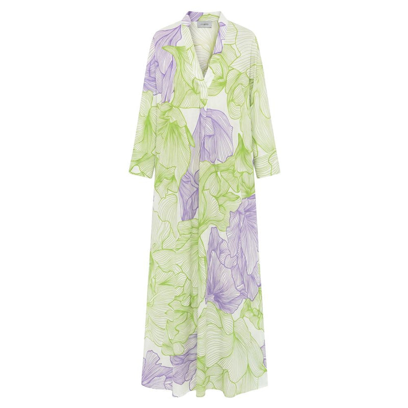 Malo Green Cotton Long Dress for Women