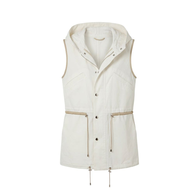Malo White Sleeveless Cotton Jacket for Women
