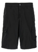 Stone Island Black Cotton Bermuda Shorts