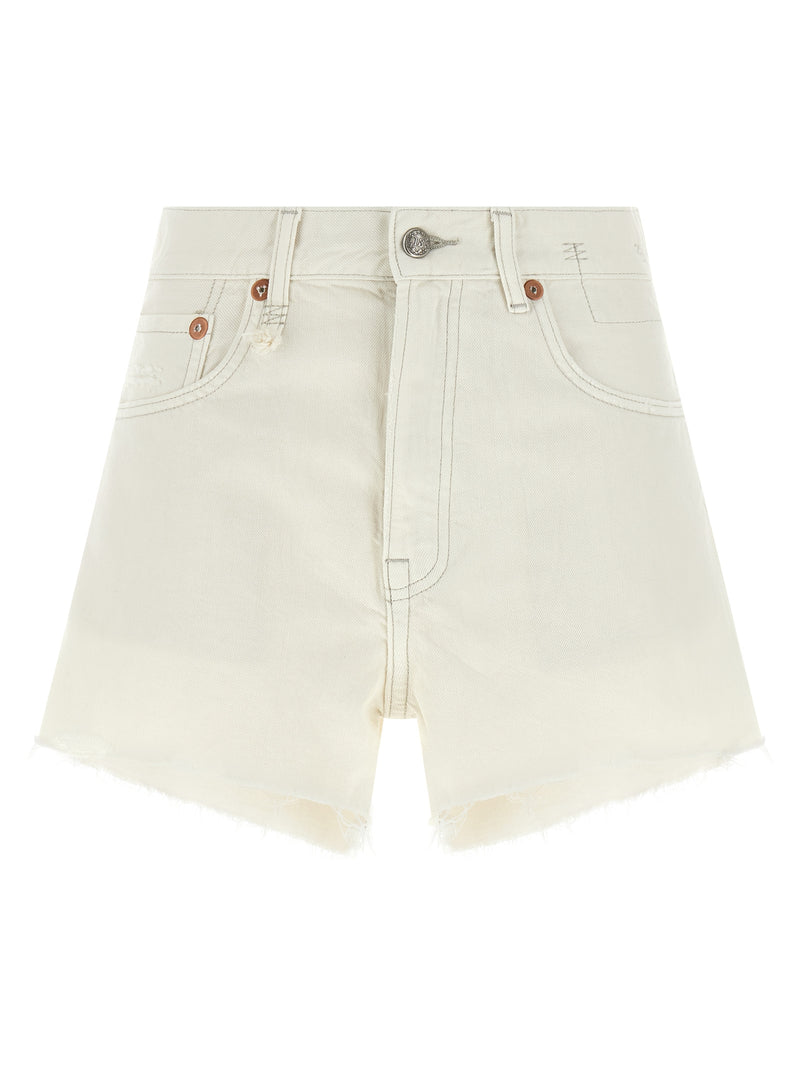 R13 White Cotton Bermuda Shorts