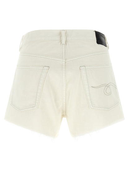 R13 White Cotton Bermuda Shorts