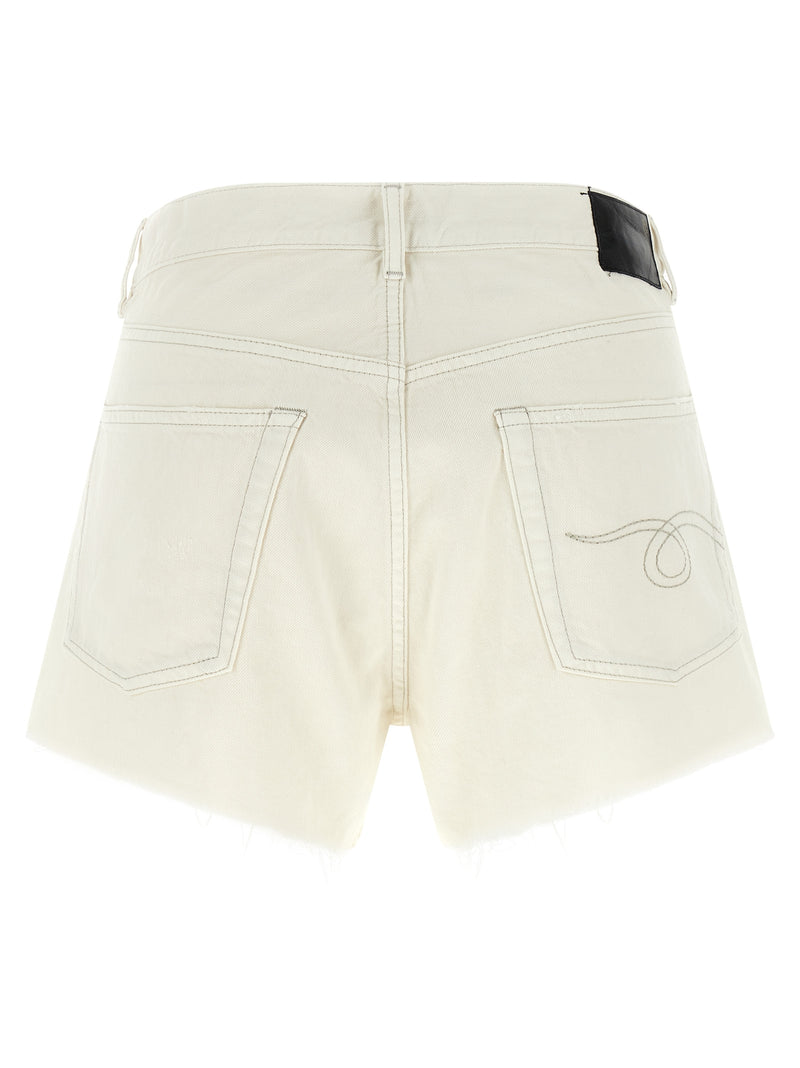 R13 White Cotton Bermuda Shorts