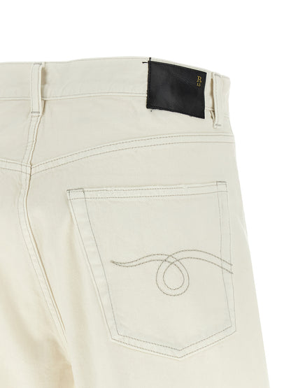 R13 White Cotton Bermuda Shorts