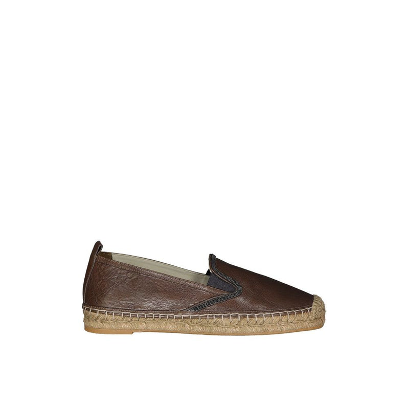 Espadrilles en cuir marron Brunello Cucinelli