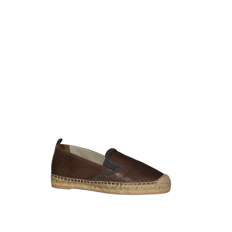 Espadrilles en cuir marron Brunello Cucinelli