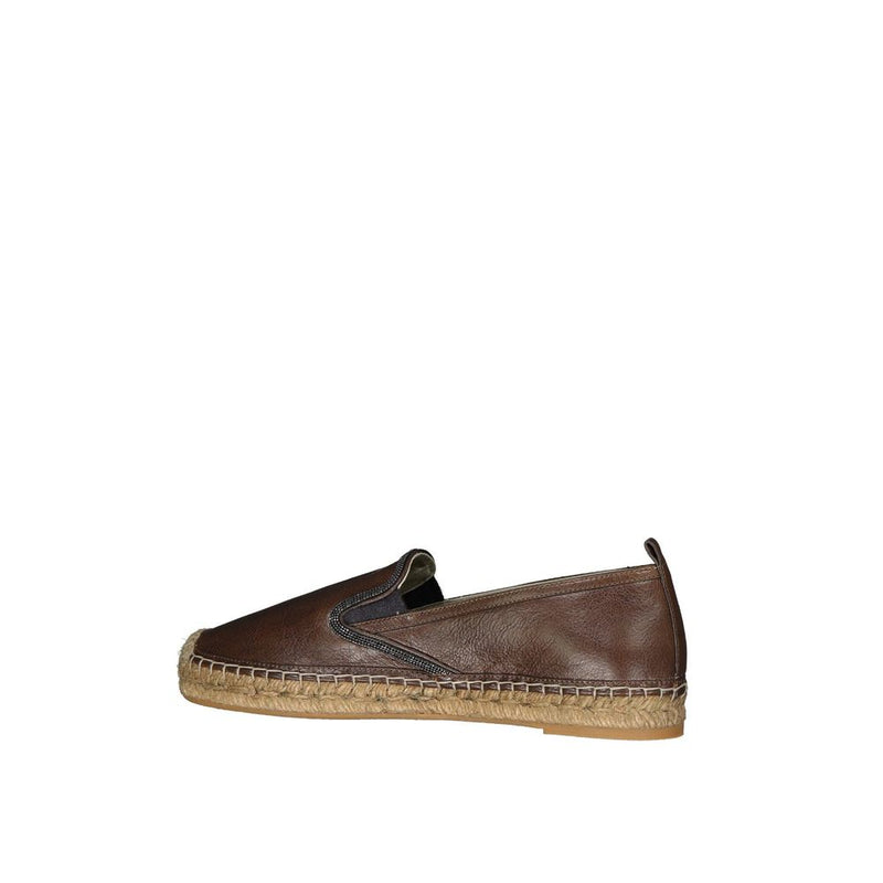 Espadrilles en cuir marron Brunello Cucinelli
