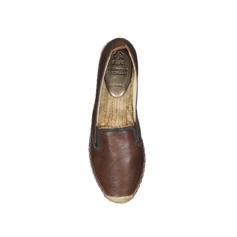 Espadrilles en cuir marron Brunello Cucinelli
