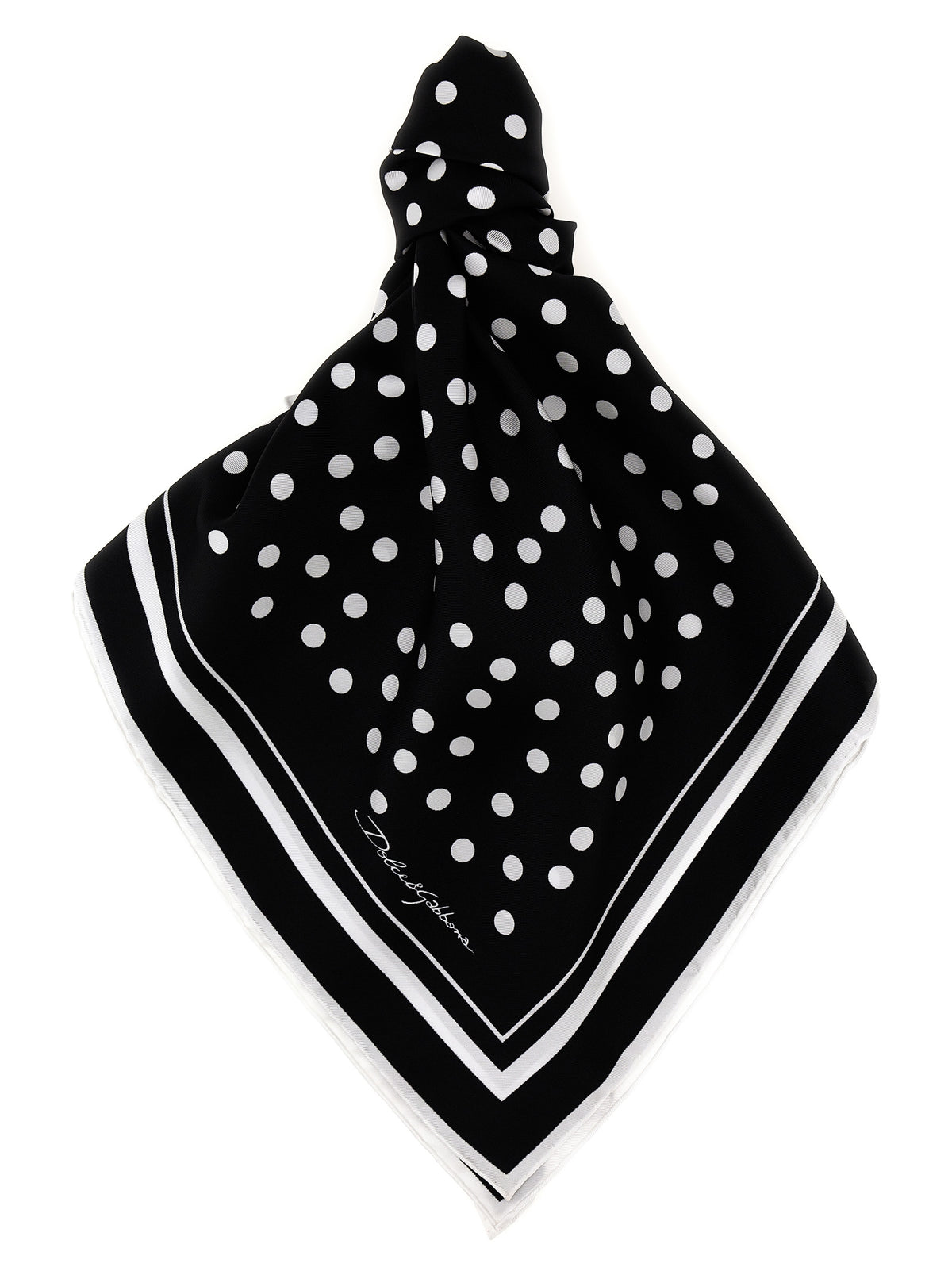Dolce & Gabbana Bicolor Silk Scarf - Elegant Polka Dot Design