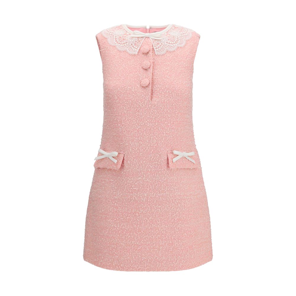 Self-Portrait Multicolor Bouclé Mini Dress with Lace Collar