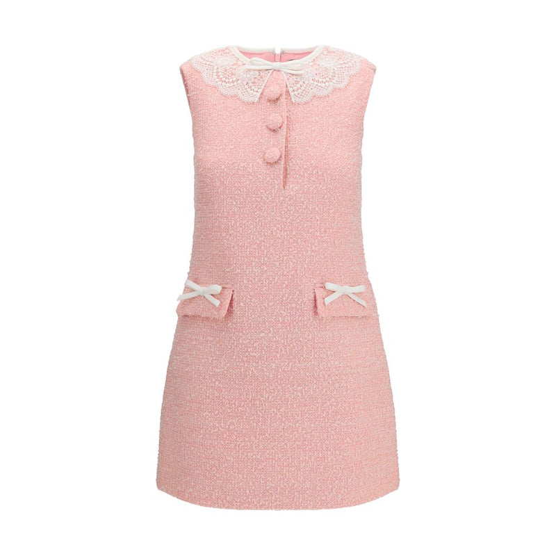 Self-Portrait Multicolor Bouclé Mini Dress with Lace Collar