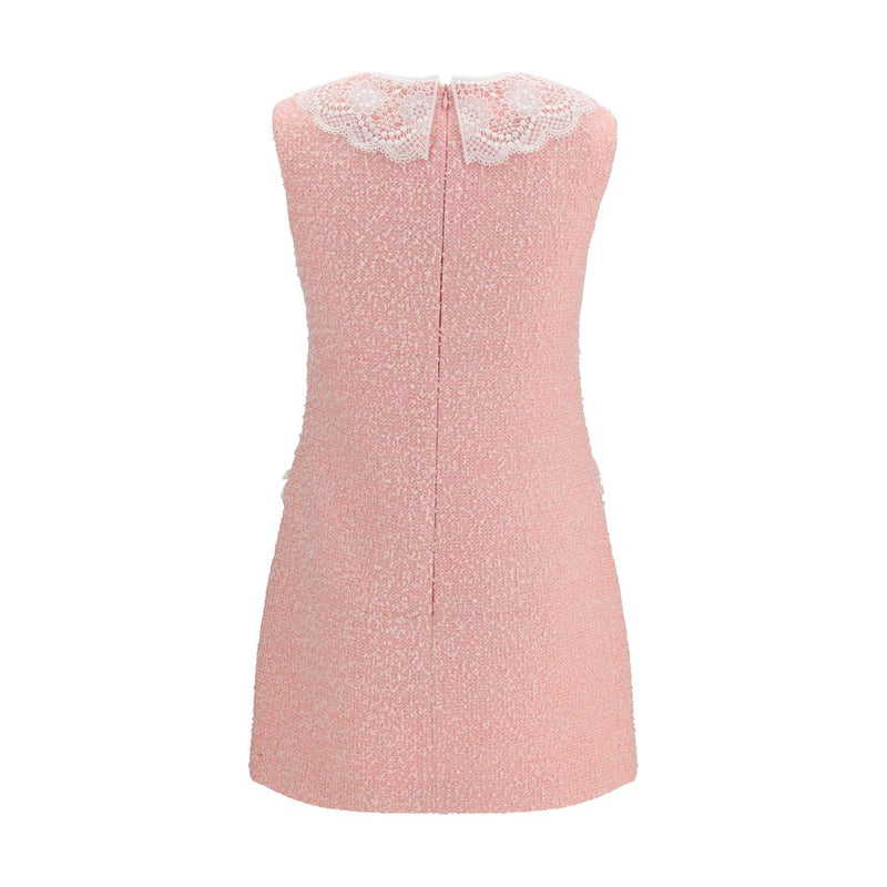 Self-Portrait Multicolor Bouclé Mini Dress with Lace Collar