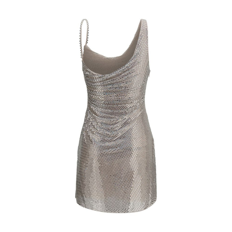 Self-Portrait Silver Polyester Cocktail Dress