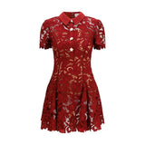 Self-Portrait Bordeaux Polyester Cocktail Dress