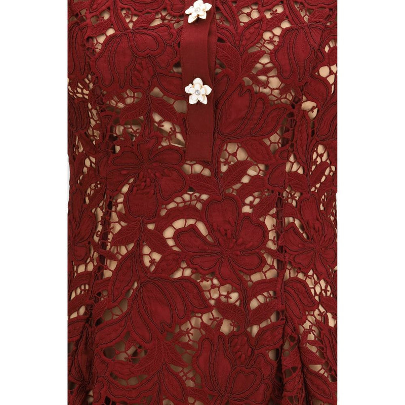 Self-Portrait Bordeaux Polyester Cocktail Dress