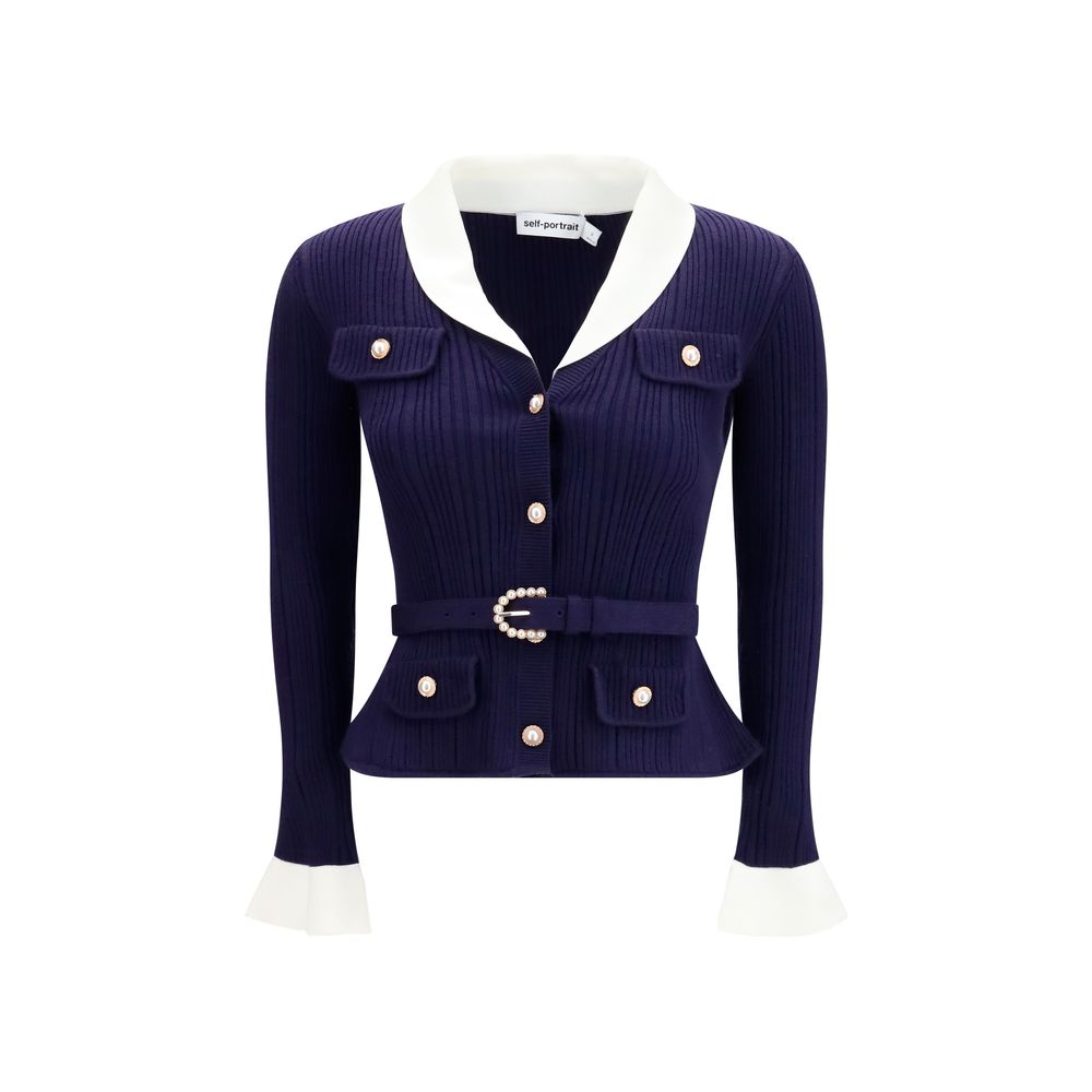 Cardigan Self-Portrait en polyamide bleu