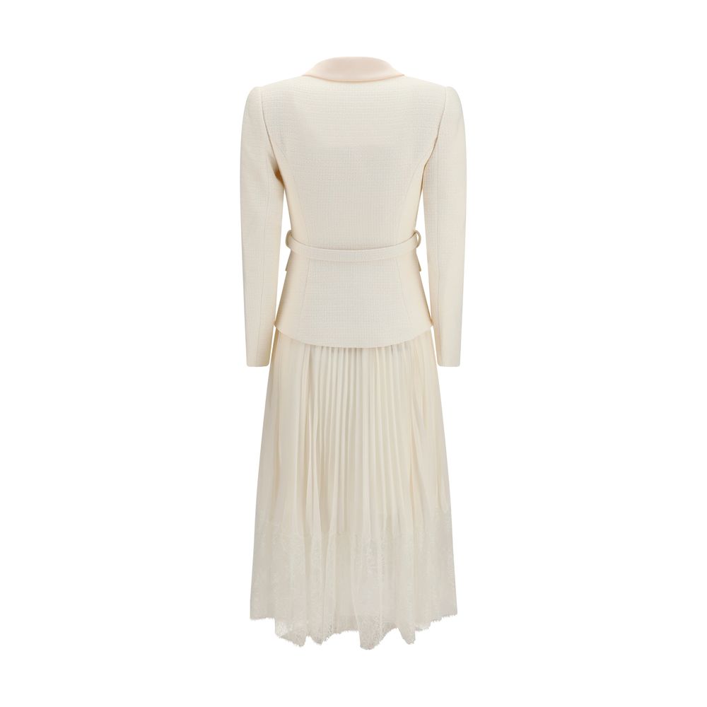 Self-Portrait Beige Polyester Cocktail Dress with Shawl Collar