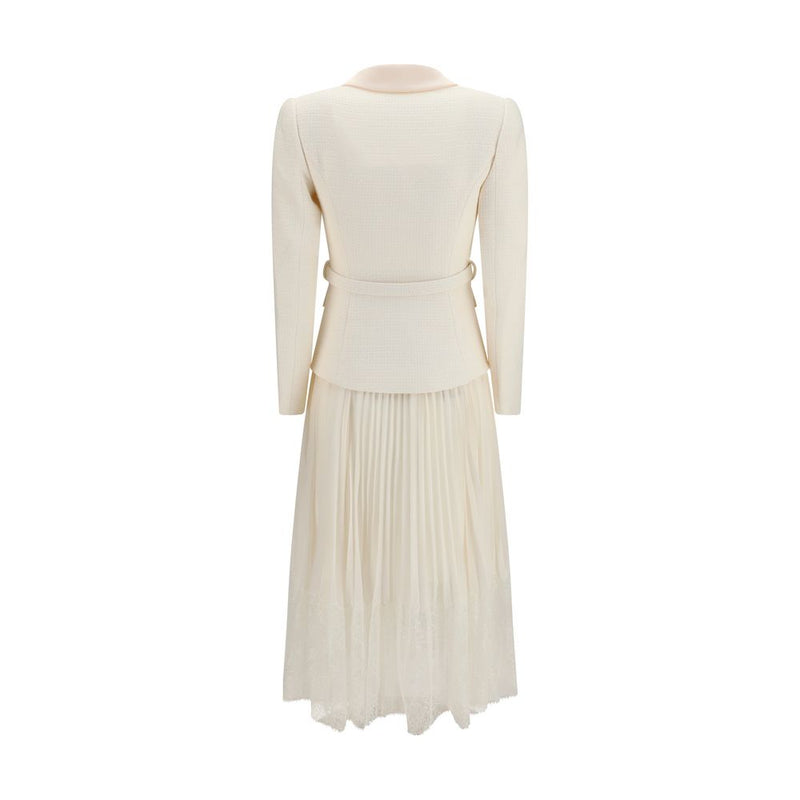Self-Portrait Beige Polyester Cocktail Dress with Shawl Collar