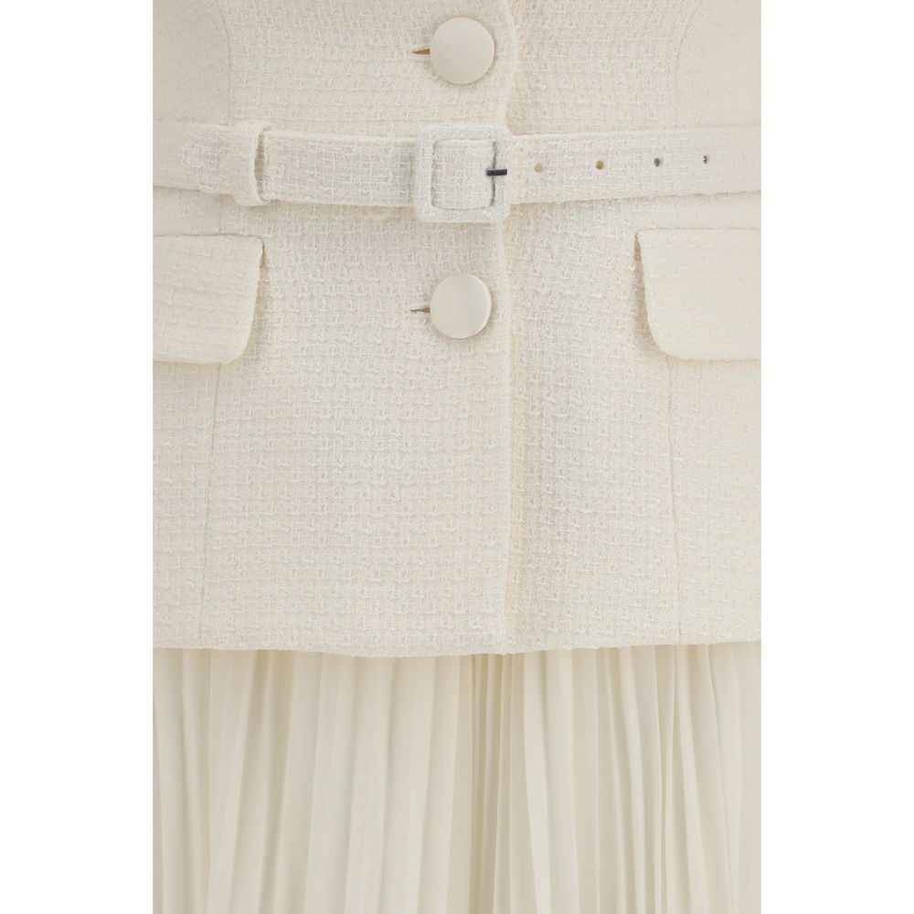Self-Portrait Beige Polyester Cocktail Dress with Shawl Collar