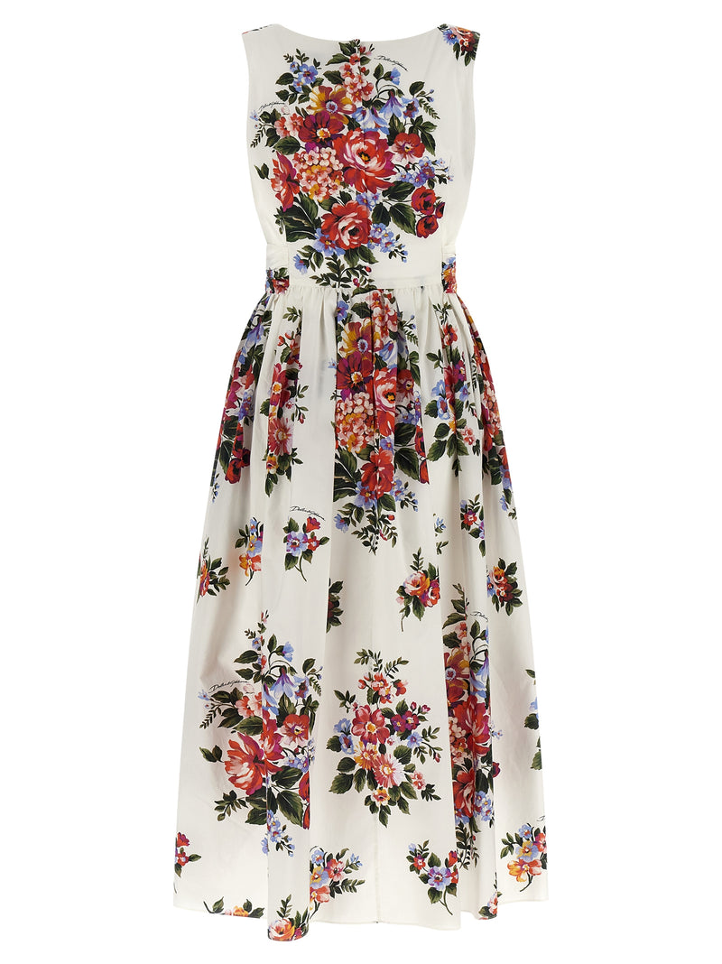Robe midi en coton blanc Dolce & Gabbana