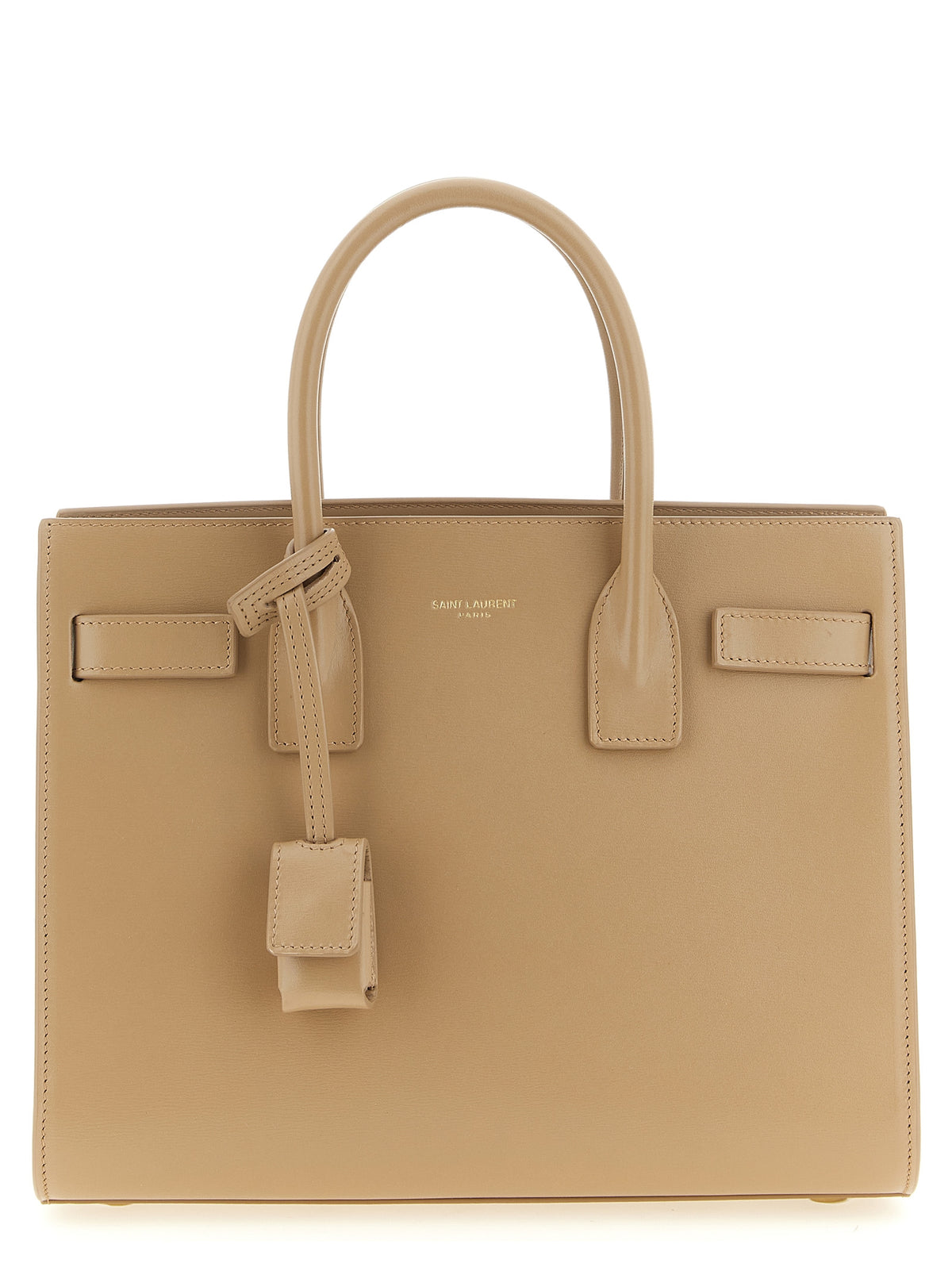 Sac à main Saint Laurent en cuir de veau beige