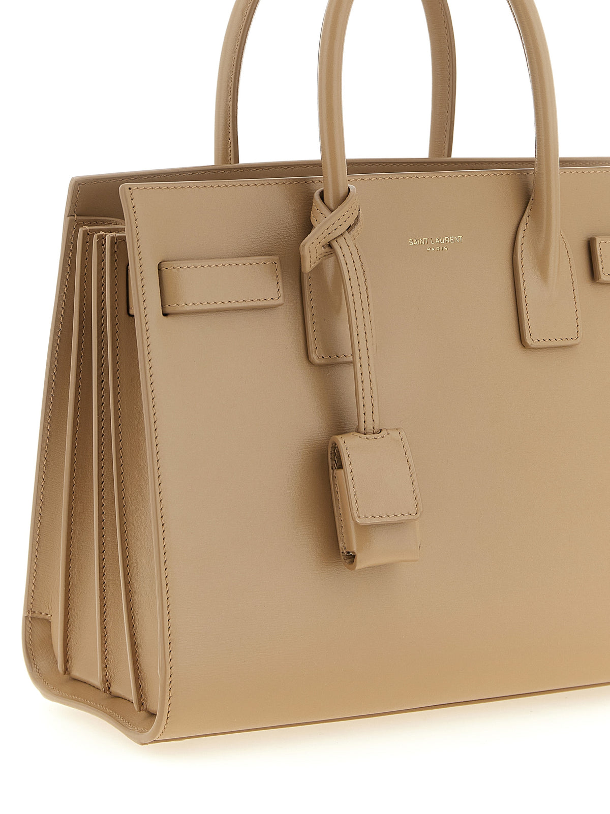 Sac à main Saint Laurent en cuir de veau beige