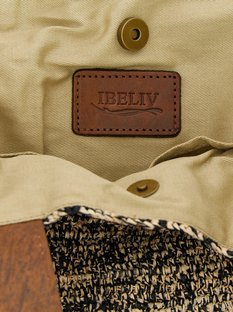 Sac à main Ibeliv en raphia bicolore