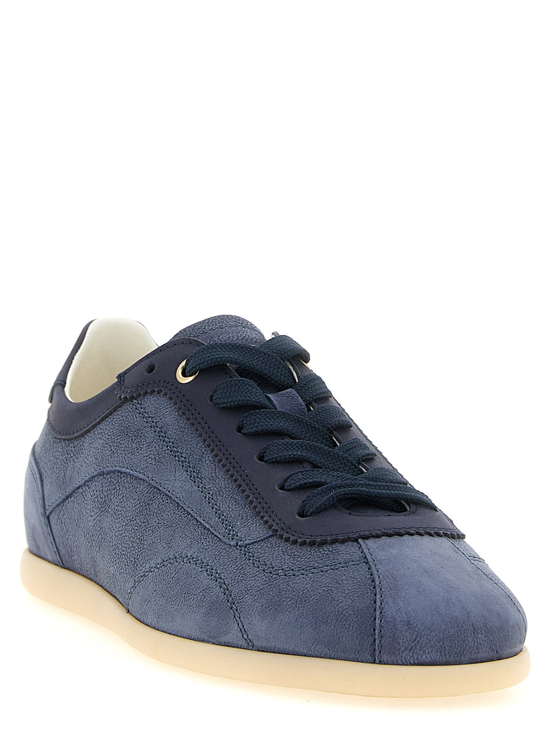 Baskets basses Brunello Cucinelli en cuir de veau bleu