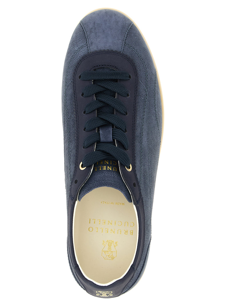 Baskets basses Brunello Cucinelli en cuir de veau bleu
