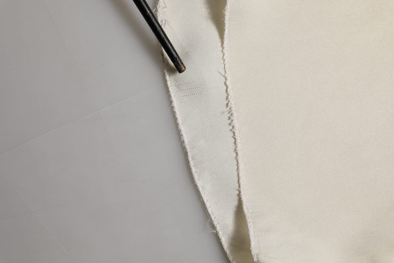 Dolce & Gabbana Off White Silk Straight Wide Leg Trouser Pants