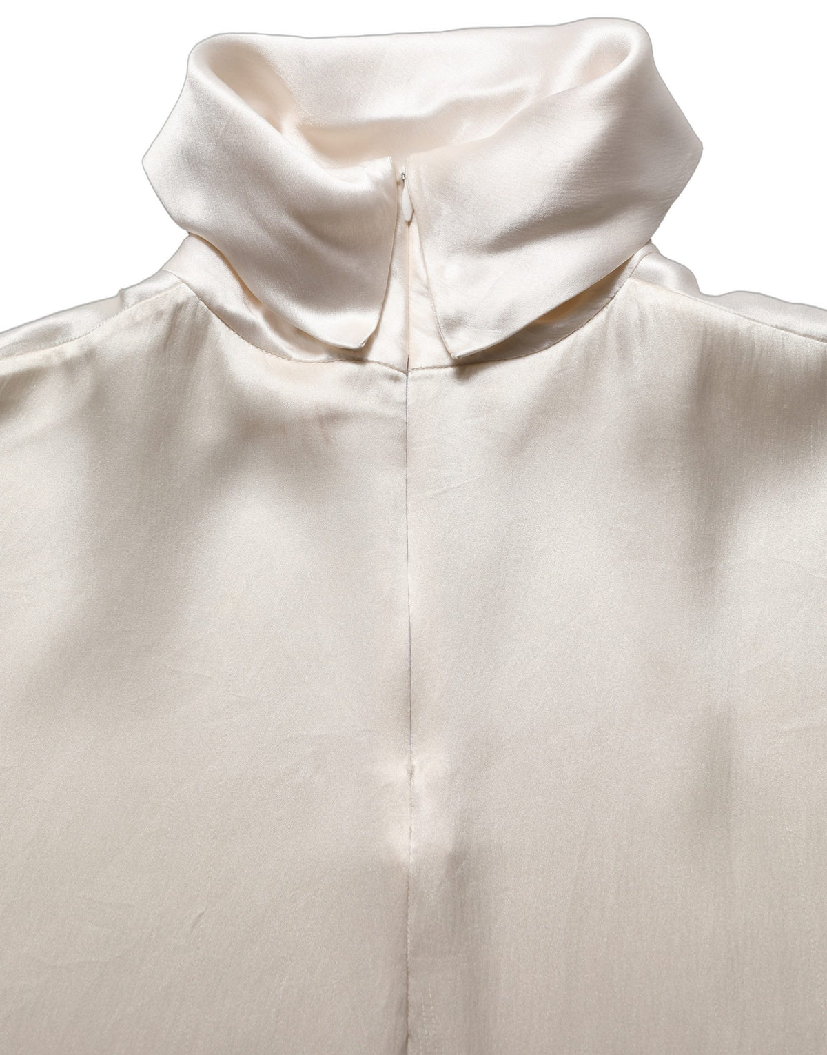 Dolce & Gabbana White Silk Long Sleeves Turtleneck Sweater