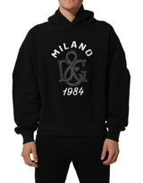 Dolce & Gabbana Black Cotton Milano1984 Print Hoodie Sweater