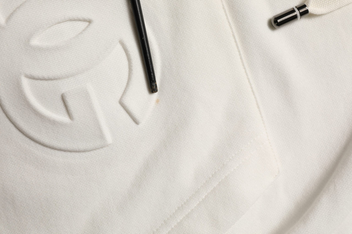 Dolce & Gabbana White Logo Hooded PulloverSweatshirt Sweater